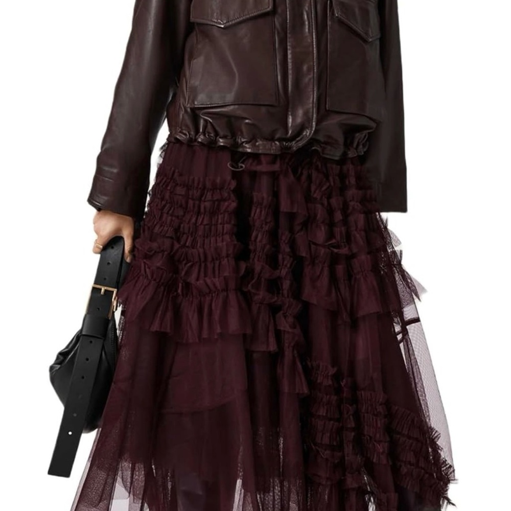 All Saints Jen Tulle Oxblood Skirt